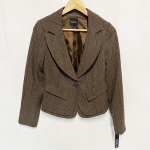 XOXO Women’s Brown Stripe One-Button Blazer Size Medium NEW